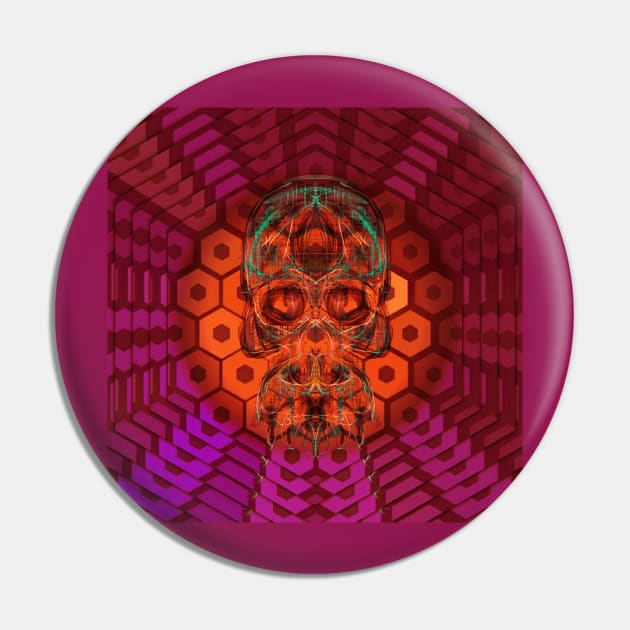 Electroluminated Skull Flower - Burgundy Sunset Pin by Boogie 72