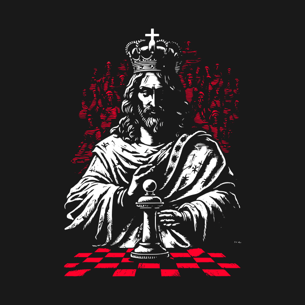 Chess Board With Jesus As King Chess Piece - Atheist Atheism by Anassein.os