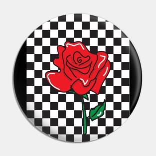 Roses checkered pop art Pin