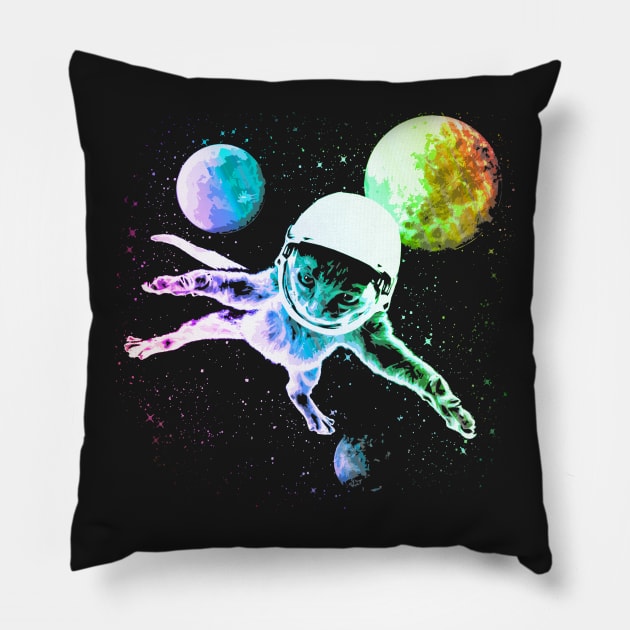 Astronaut Kitty Cat in Space Pillow by robotface