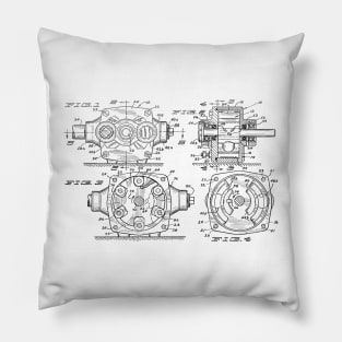 Combination Side and End Port Pump Vintage Patent Hand Drawing Pillow