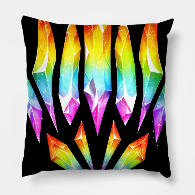 Rainbow pride crystals Pillow by Anrui