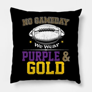 On Gameday Football We Wear Purple And Gold Leopard Pillow