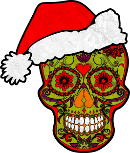 Gothic Christmas - Smiling Sugar Skull Santa Claus 2 Magnet