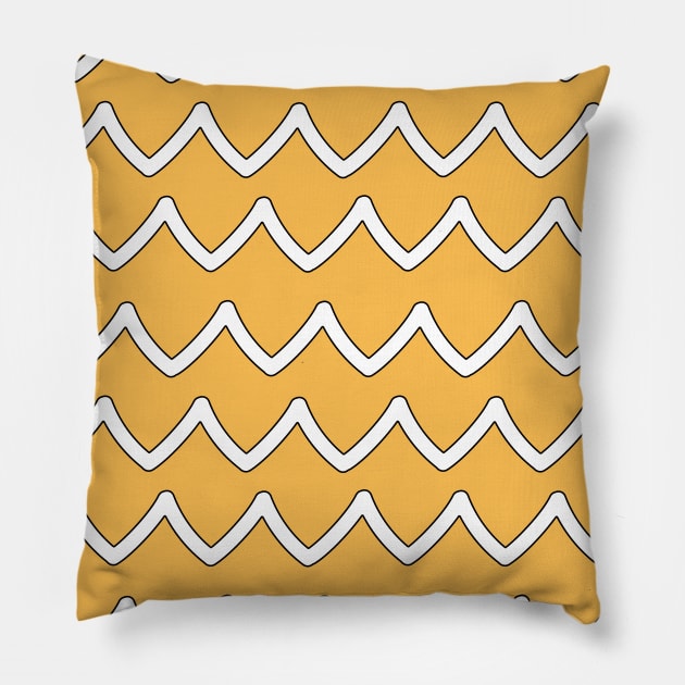 Yellow black white sand waves Pillow by essskina