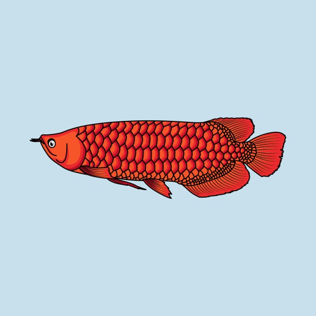 Red Arowana fish cartoon illustration by Cartoons of fun