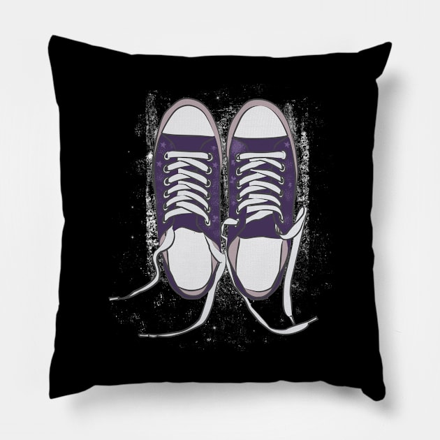 Purple sneakers Pillow by berwies