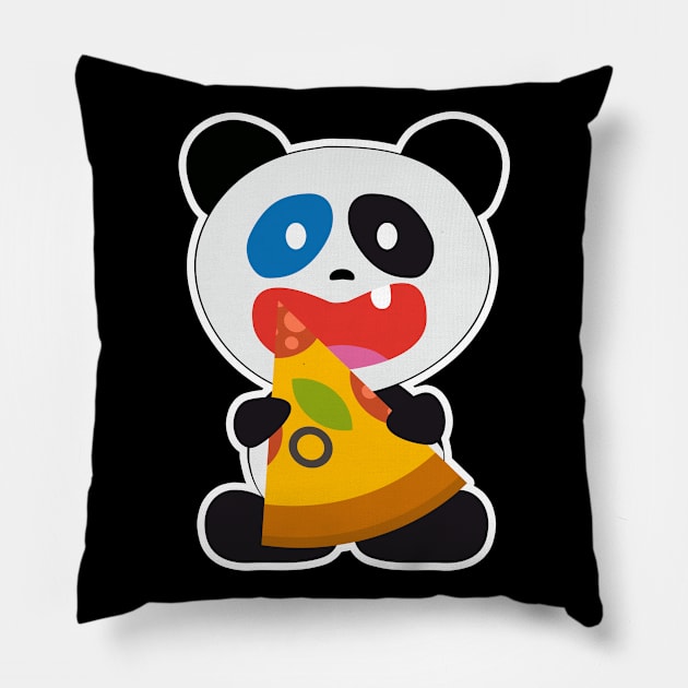 Panda Bear with Pizza Food Pillow by HappyGiftArt