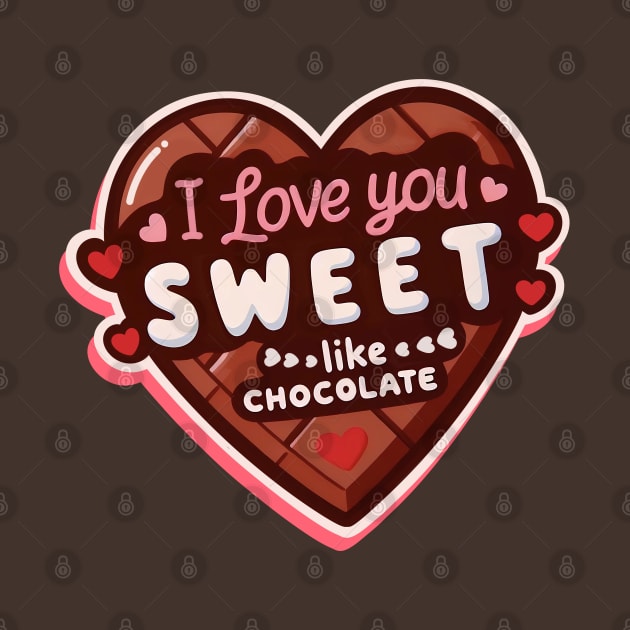 Happy Valentine's Day With Sweet Chocolate Heart - T-shirt for Couples by Nine Tailed Cat