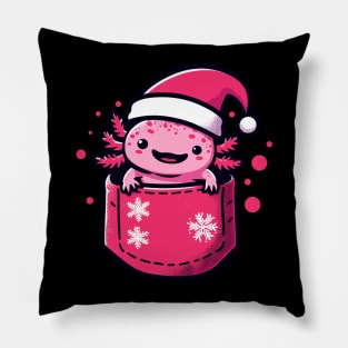 Kawaii christmas axolotl in pocket Pillow