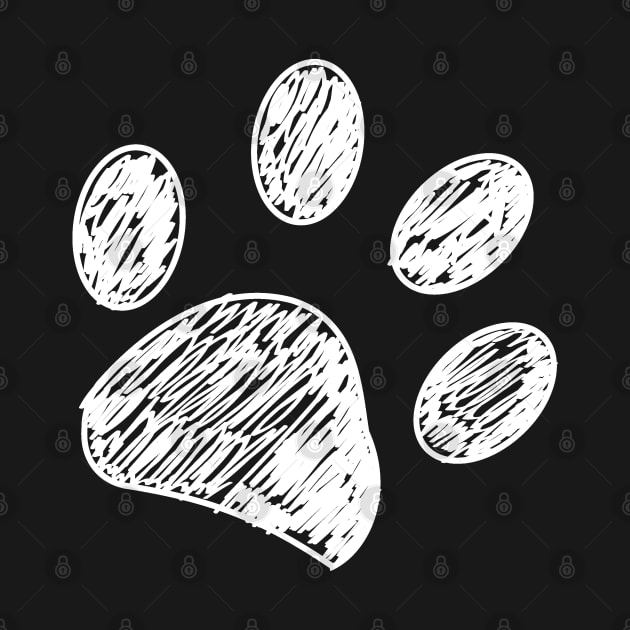 Doodle white paw print by GULSENGUNEL