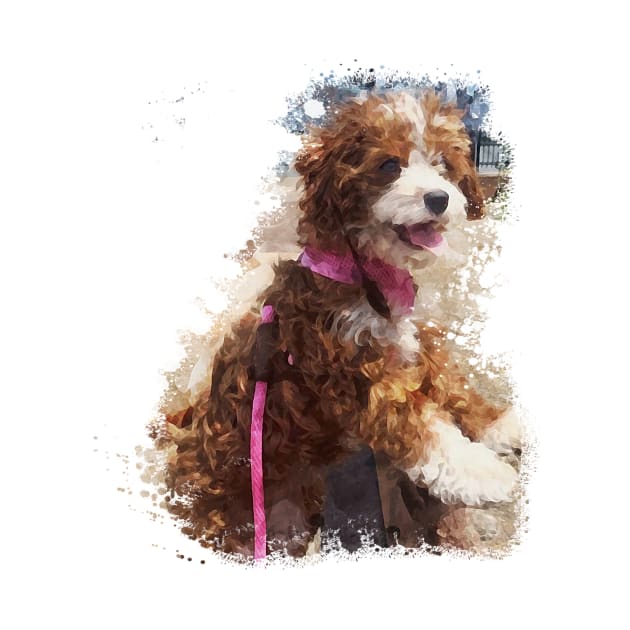 Cavapoo dog watercolor by Ginstore