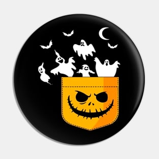 Halloween PockeTShirt Ghosts Peeking Pin