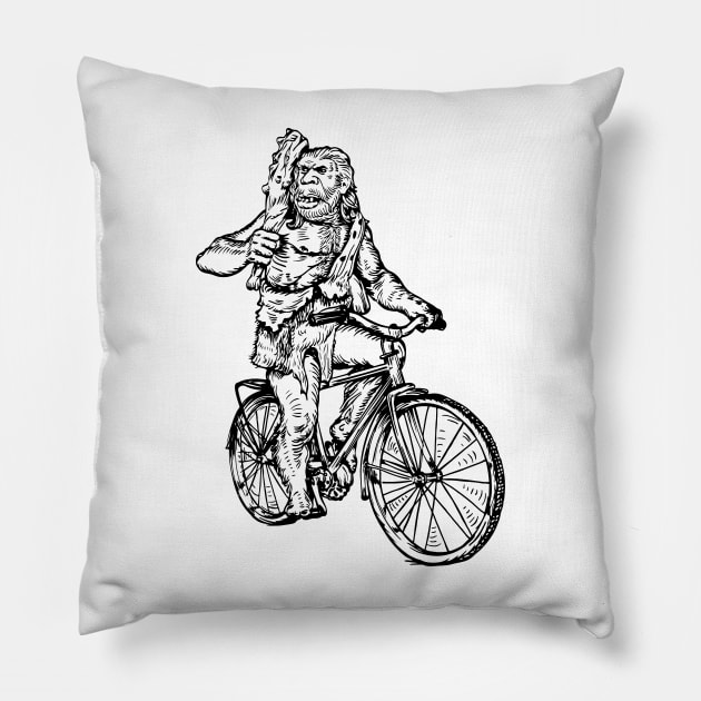 SEEMBO Neanderthal Cycling Bicycle Cyclist Biker Biking Bike Pillow by SEEMBO