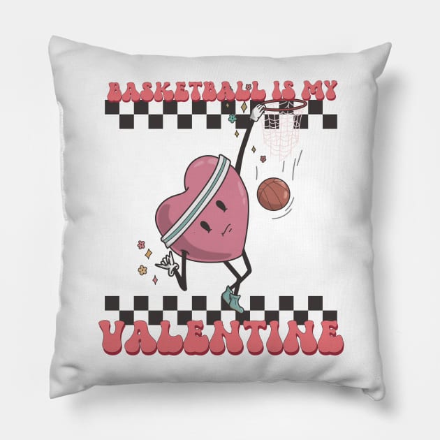 Retro Basketball Valentines Day shirt, Basketball Is My Valentine, Basketball Heart Player Pillow by mcoshop