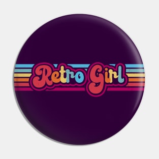 Retro Girl Rainbow Stripes Pin