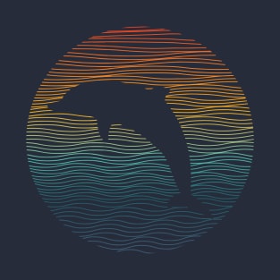 Dolphin Waves Minimalistic Design T-Shirt