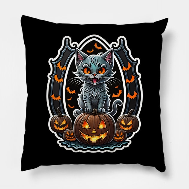 Halloween Gatekeeper Pillow by Virshan