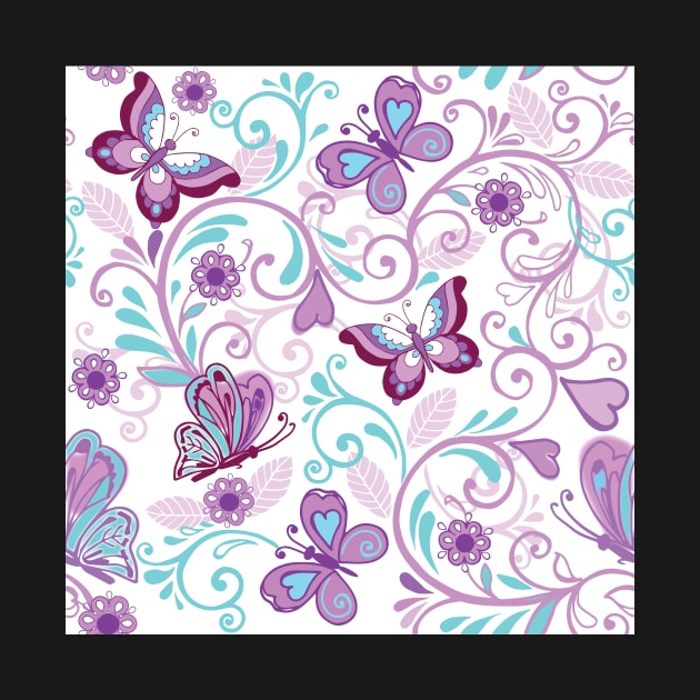 Lovely Purple Butterflies & Curlicues by CeeGunn