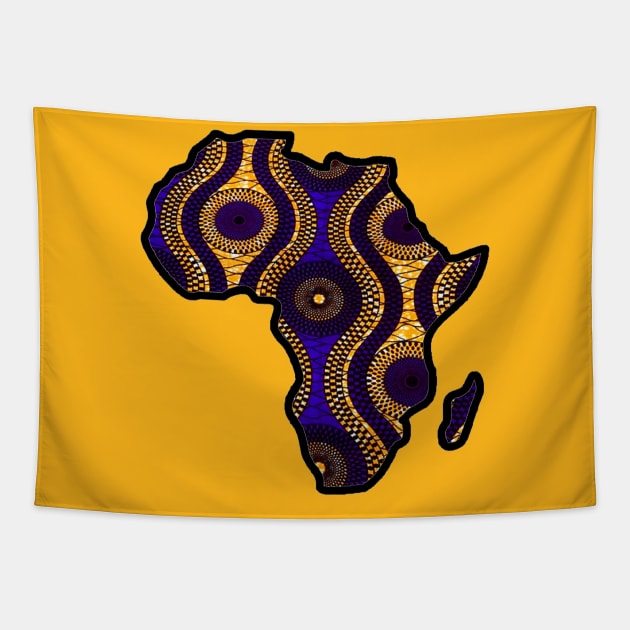 Purple Gold Africa Map Tapestry by artbyomega