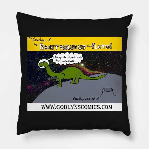 Brontosaurus from Pluto! Pillow by Goblyn's Comics