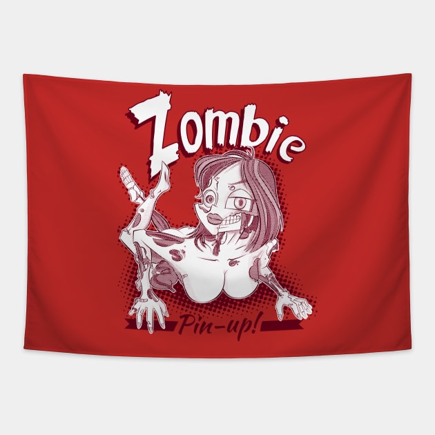 Sexy Zombie Pin-up girl Tapestry by Juandamurai