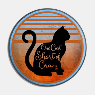 One Cat Short of Crazy - Retro Orange & Blue design Pin