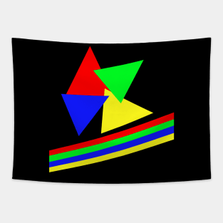 Red Blue Green Yellow Triangles And Lines Tapestry