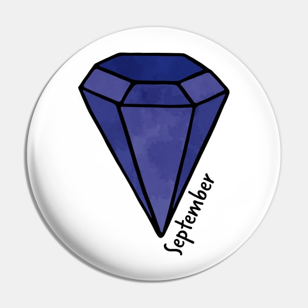 September Blue Sapphire Birthstone Pin by murialbezanson