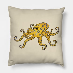 Blue-ringed octopus cartoon illustration Pillow