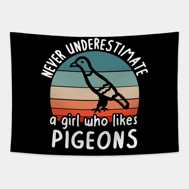 Never underestimate girls love pigeons pet Tapestry by FindYourFavouriteDesign