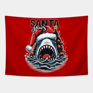 Santa Jaws - Christmas Tree Design Tapestry