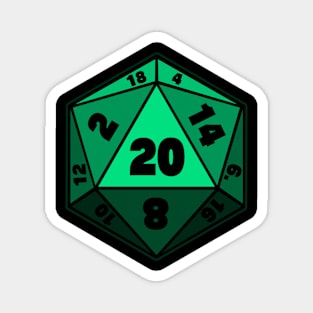 Green D20 DnD Dice Magnet