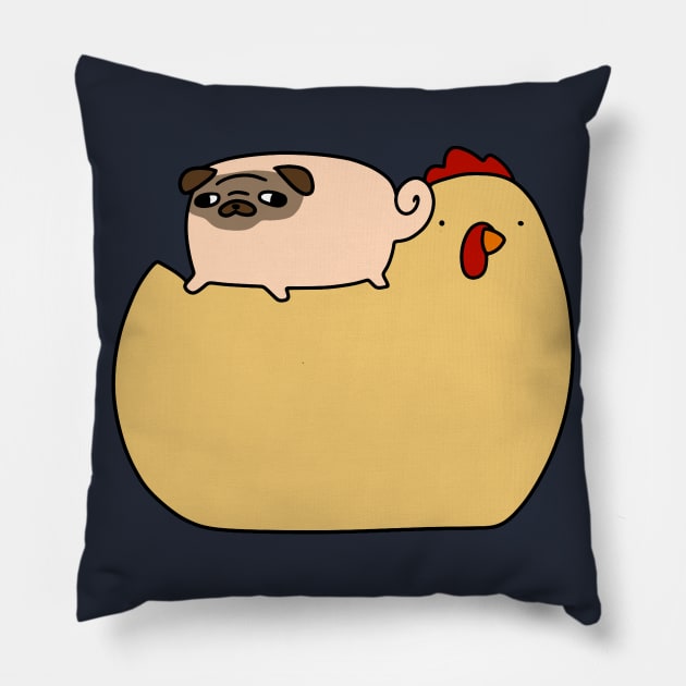 Chicken and Little Pug Pillow by saradaboru