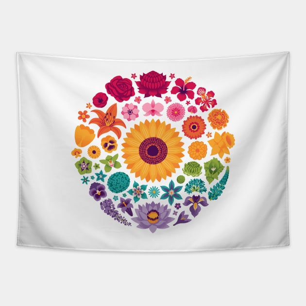 Floral Rainbow Tapestry by Waynem