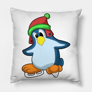 Penguin at Ice skating with Ice skates Pillow