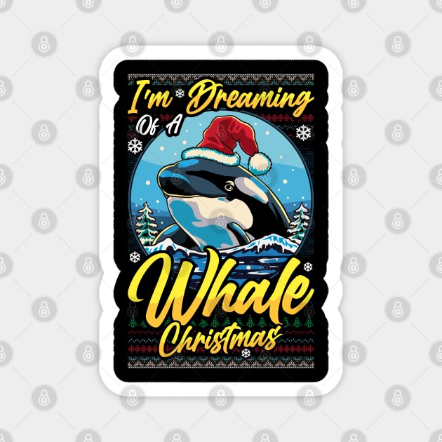 Funny Santa Whale Pun Mens Womens Ugly Christmas Orca Whale Magnet by KsuAnn