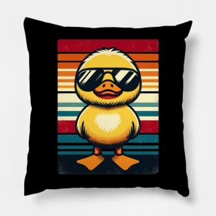 Cool Retro Yellow Duck in Sunglasses 70s 80s 90s Funny Duck Pillow