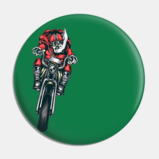 Santa Motorcycle Riding Bike Design Pin
