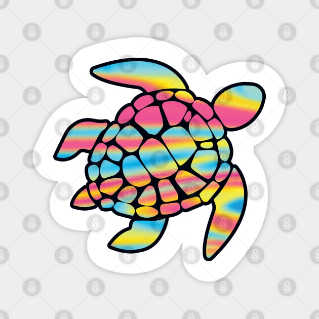 Sea Turtle Plastic Free Save The Sea Colorful Rainbow Turtles Magnet by TravelTime