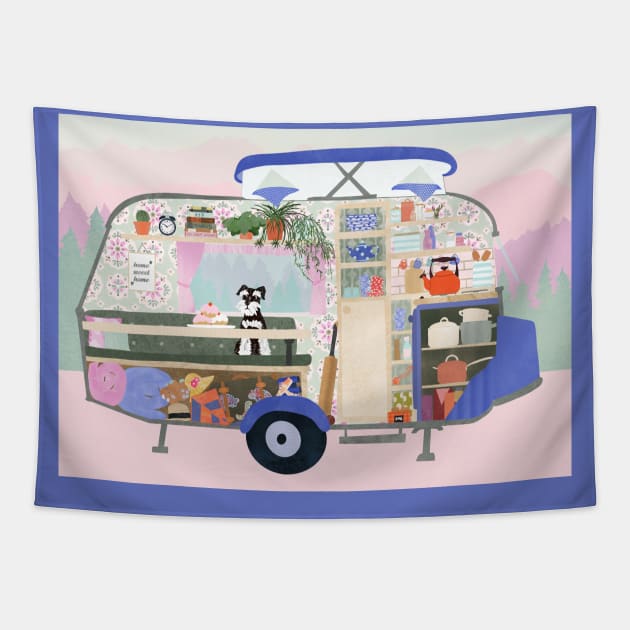 Cosy vintage caravan interior Tapestry by NattyDesigns