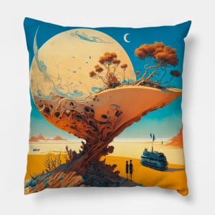 The Moon on a Desert Planet Pillow