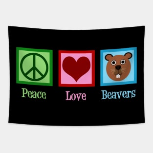 Peace Love Beavers Tapestry