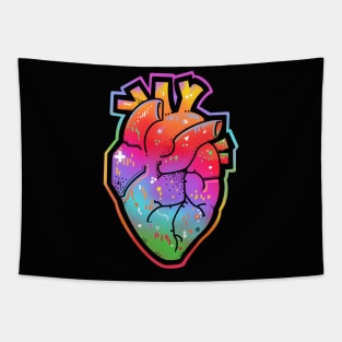 Rainbow anatomical heart Tapestry