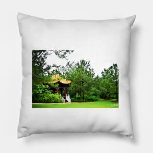 japan pagoda in houston floral zen garden landscape ecopop photo Pillow