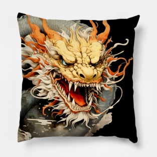 Chinese Dragon: Chinese New Year, Year of the Dragon on a dark (Knocked Out) background Pillow