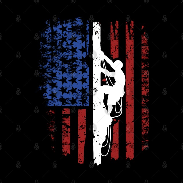 Rock Climbing Gift Print Climber Bouldering American Flag Product by Linco