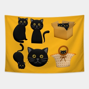 Halloween Black Cat In Bag Tapestry