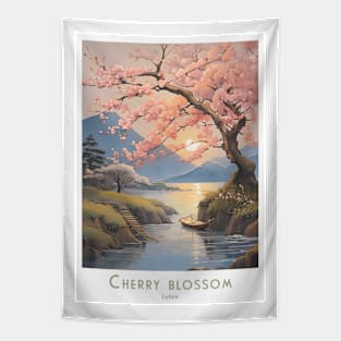 Vintage Retro Japan Cherry Blossom Tapestry