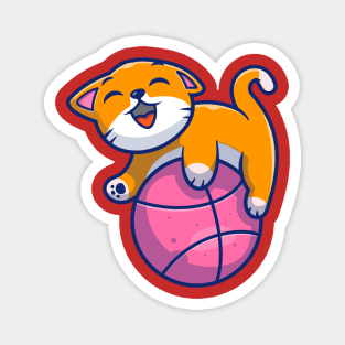 Cute Cat Playing Ball Cartoon (4) Magnet